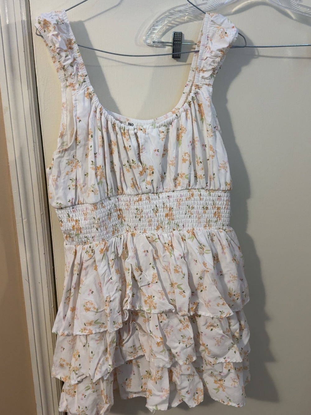 No Boundaries White Floral Ruffle Tiered Romper